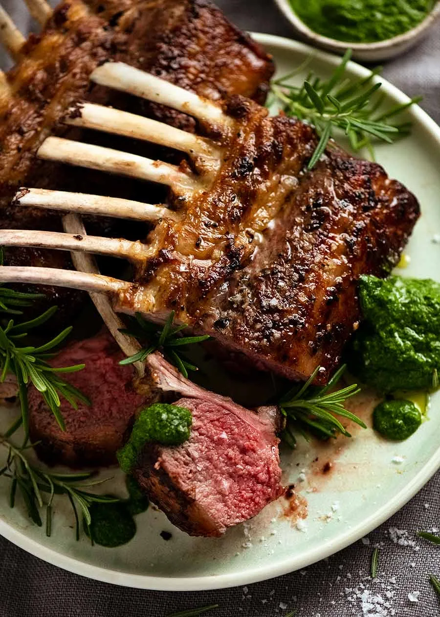 Oven-Roasted Rack of Lamb with Garlic and Fresh Herb Rub