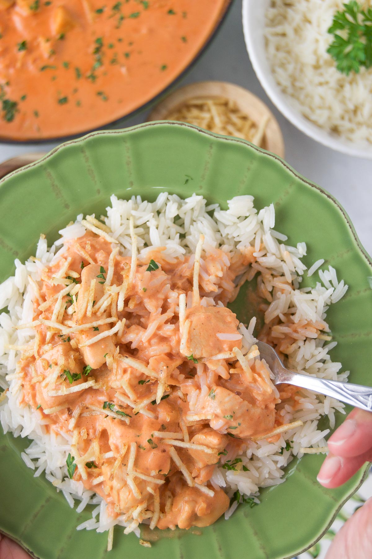 Chicken Stroganoff Brazilian Style with Creamy Tomato Sauce