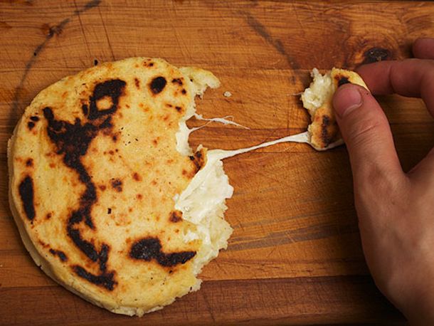 Cheese-Stuffed Colombian Arepas with Butter