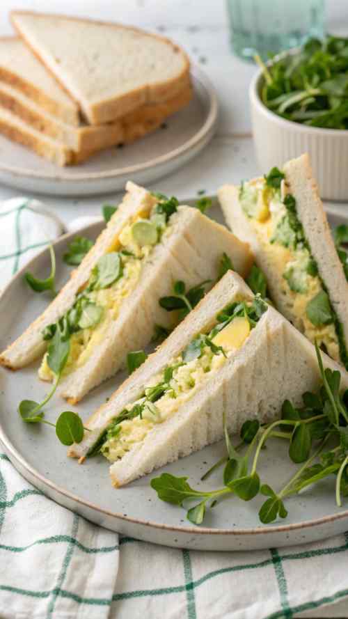 Egg and Watercress Finger Sandwiches with Mustard Mayo