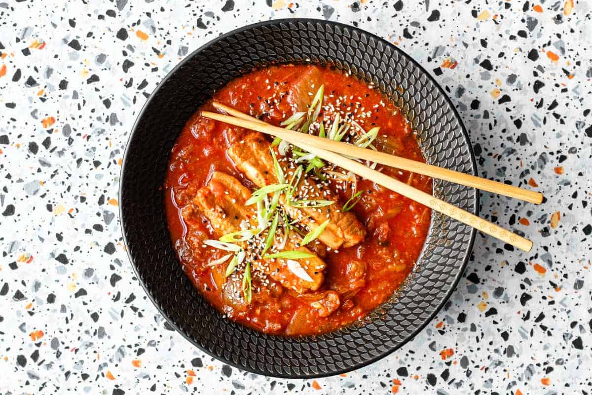 Hawaiian-Style Pork and Watercress Kimchi Stew