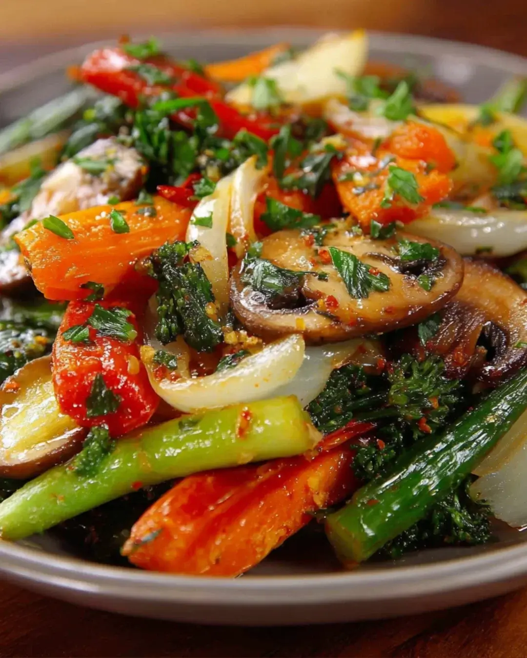 Garlic-Ginger Bacon Sautéed Summer Vegetables