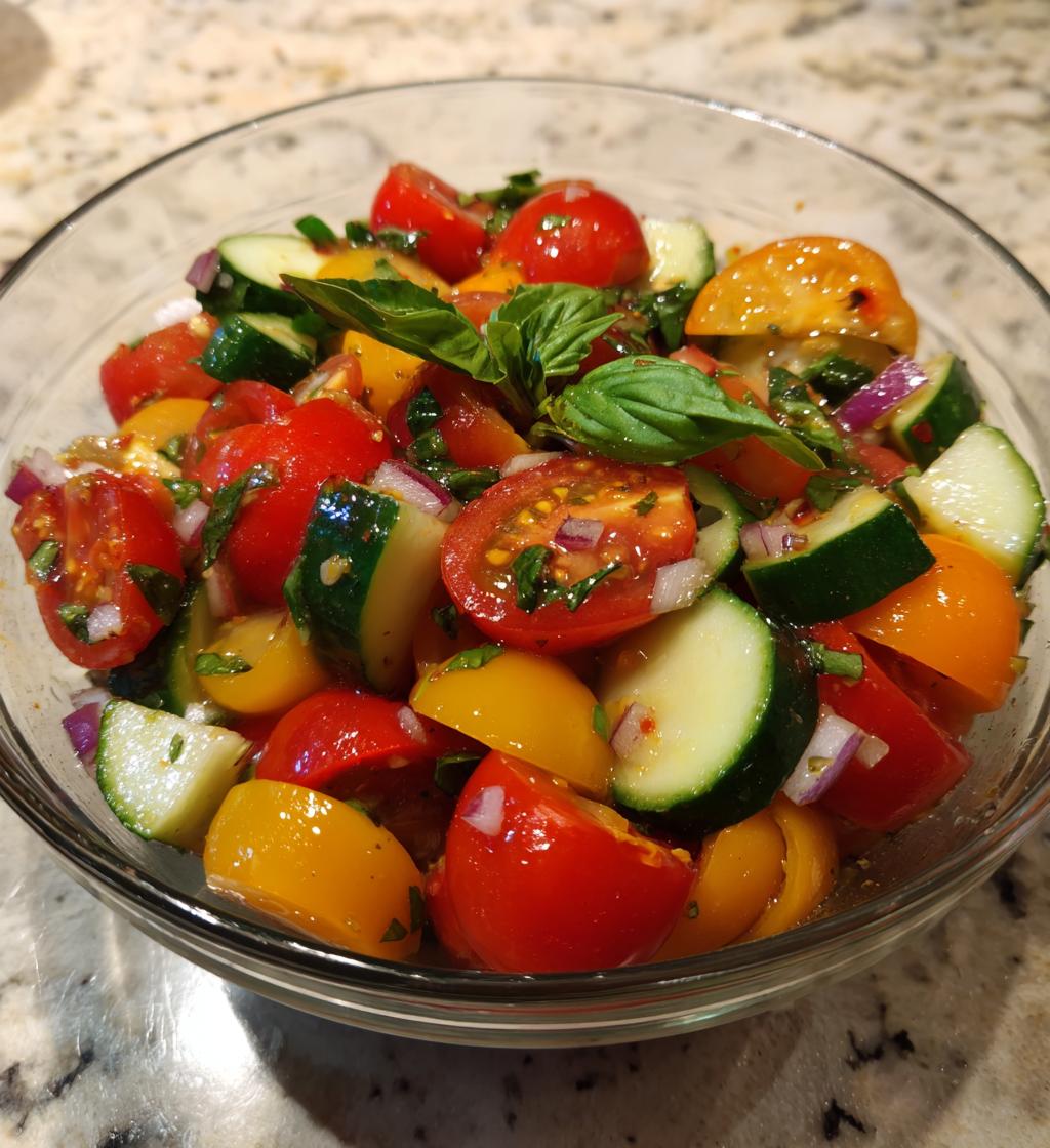 Summer Vegetable Salad with Fresh Tomato Vinaigrette