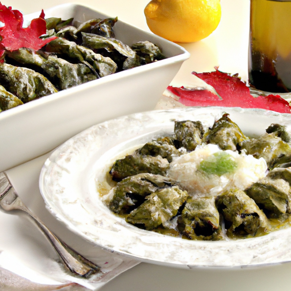 Steamed Grape Leaves Stuffed with Spiced Long-Grain Rice
