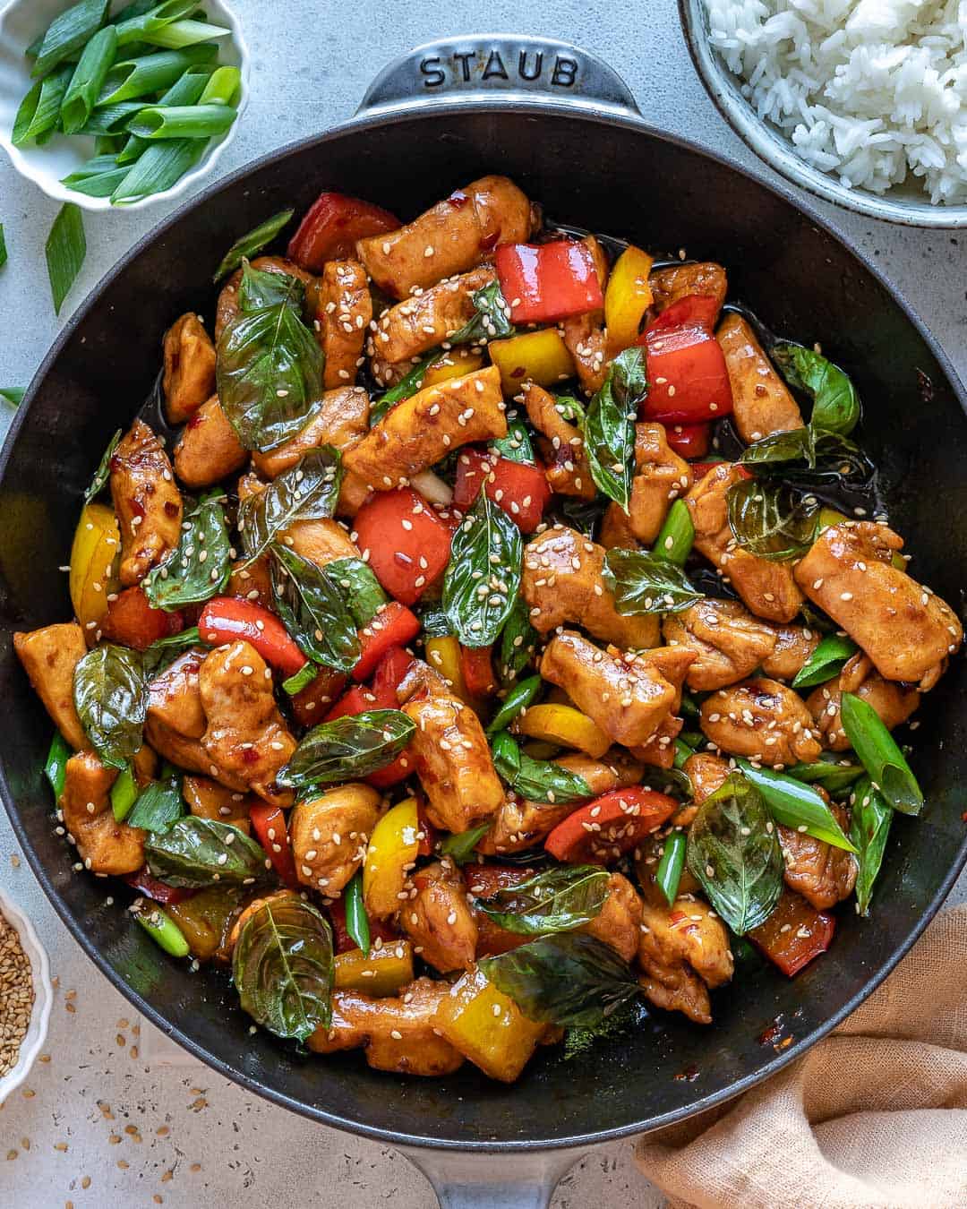 Stir-Fried Thai Red Curry Chicken with Eggplant and Basil