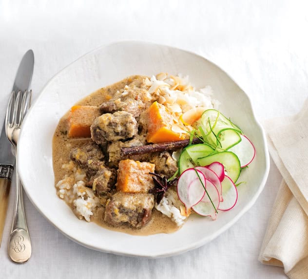 Simmered Colorado Lamb Massaman Curry with Lychee