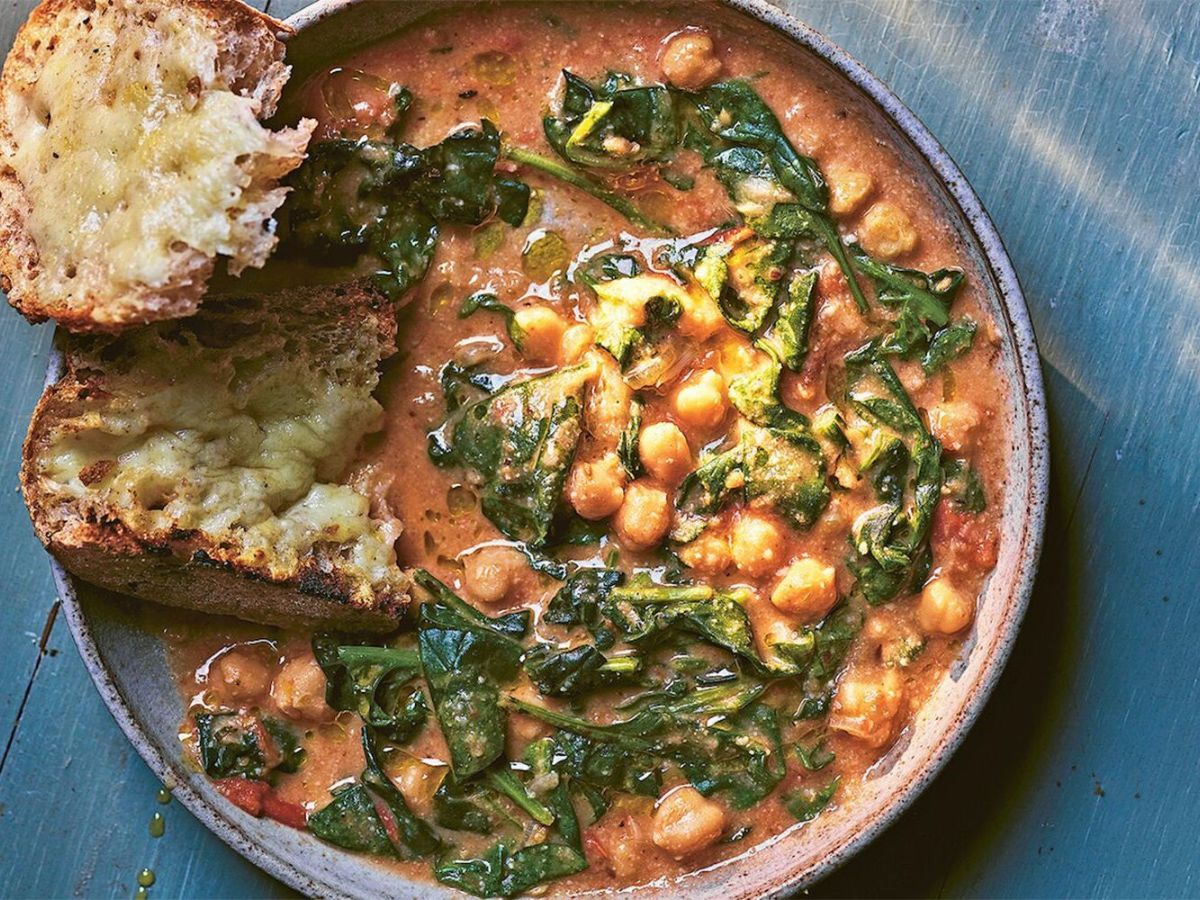 Curried Chickpea and Spinach Stew with Sweet Potatoes