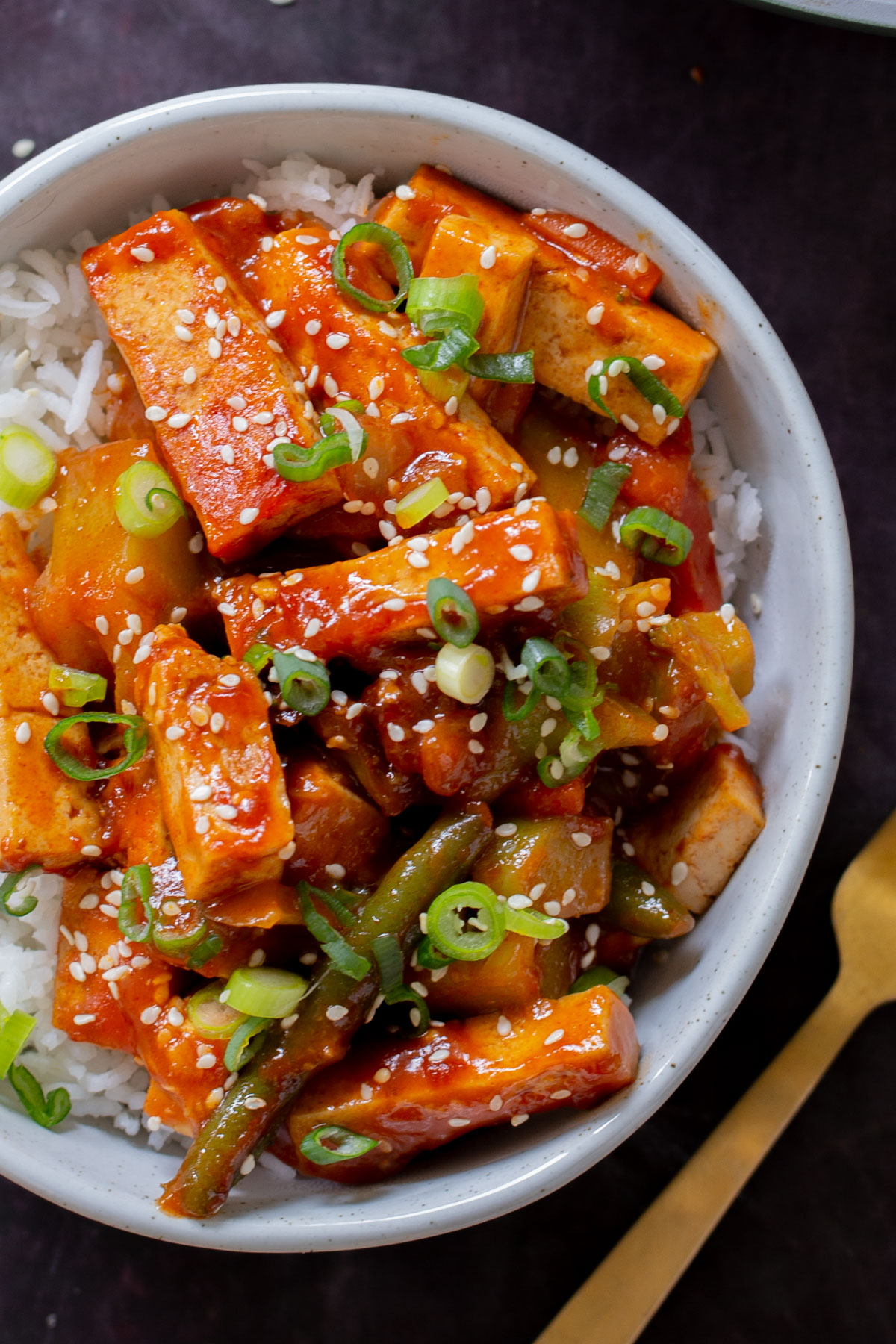 Spicy Korean-Inspired Tofu Stir Fry with Gochujang Glaze