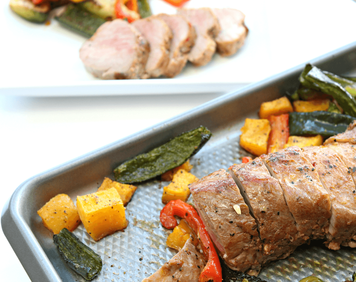 Sheet Pan Cherry-Glazed Pork Tenderloin with Roasted Root Vegetables