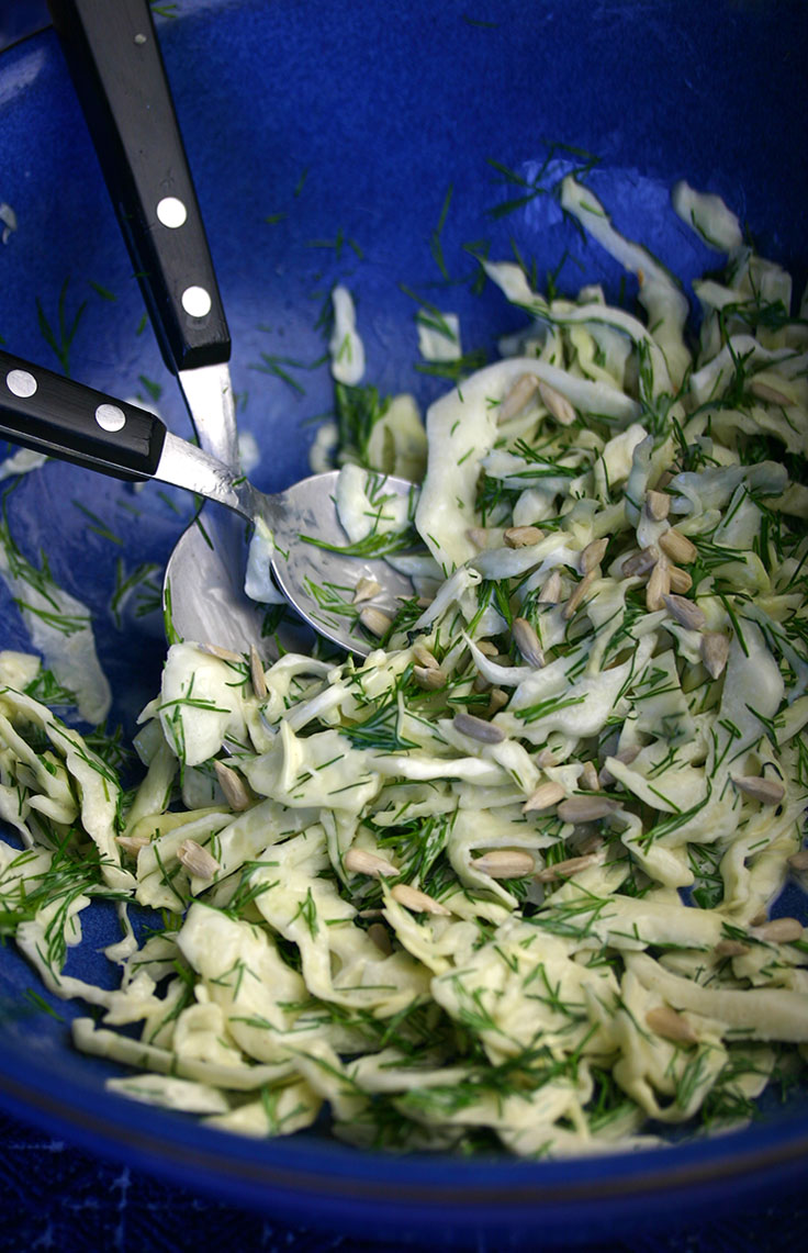 Pickled Sour Cabbage Slaw with Carrot and Dill