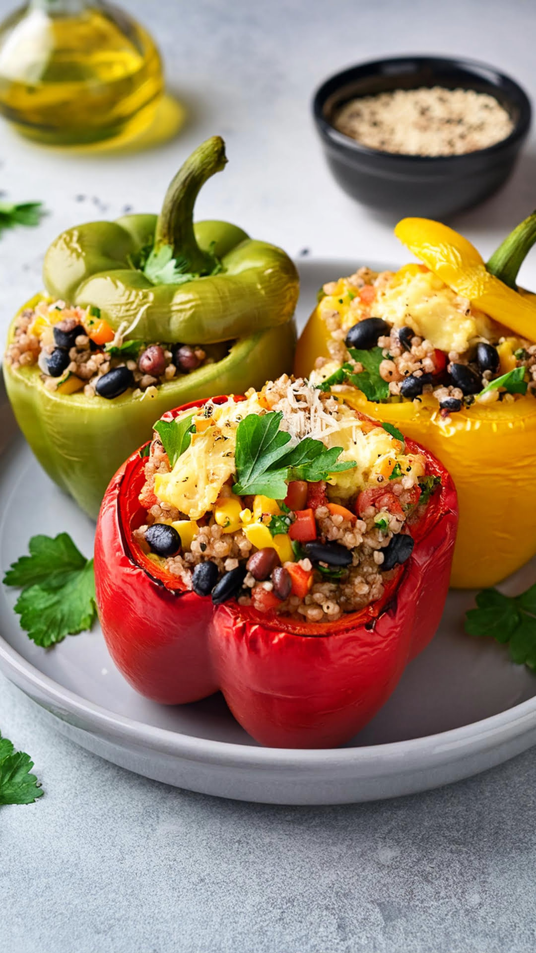 Baked Vegan Stuffed Bell Peppers with Quinoa and Black Beans