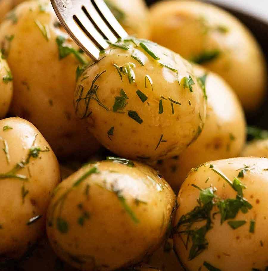 Raised Baby Potatoes with Luck and Intuition Herb Butter