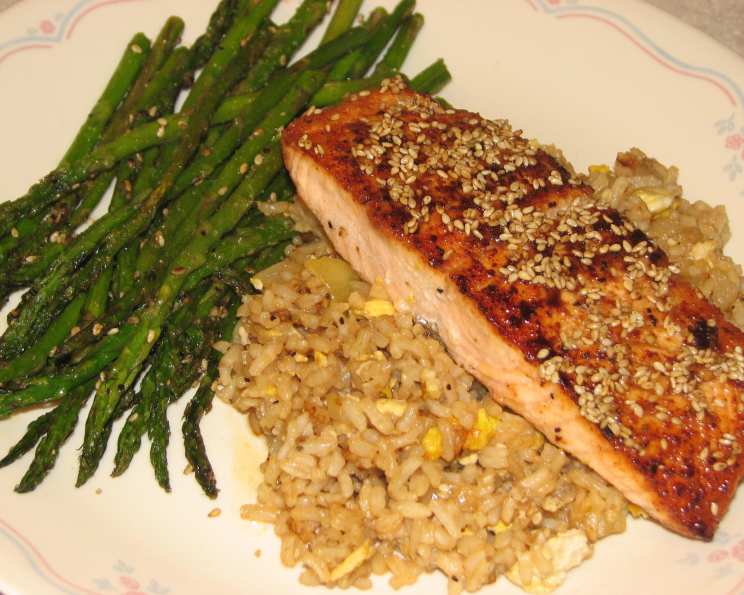 Pan-Seared Salmon with Ginger-Soy Glaze and Sesame