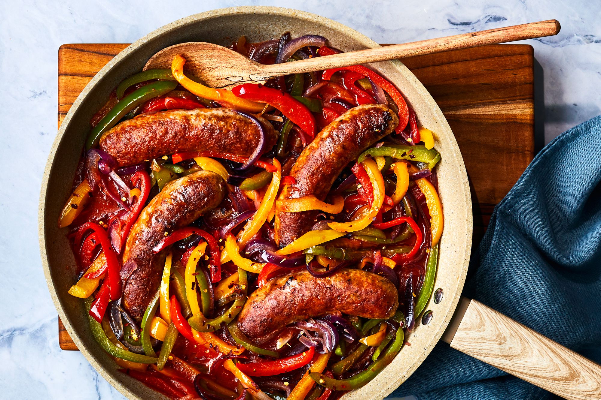 Sautéed Italian Sausage with Bell Peppers and Red Wine Reduction