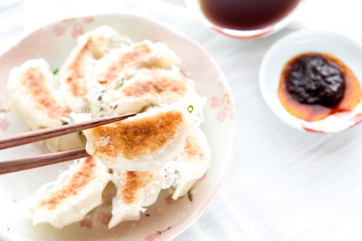 Pan-Fried Pork and Cabbage Gyoza with Ginger and Garlic