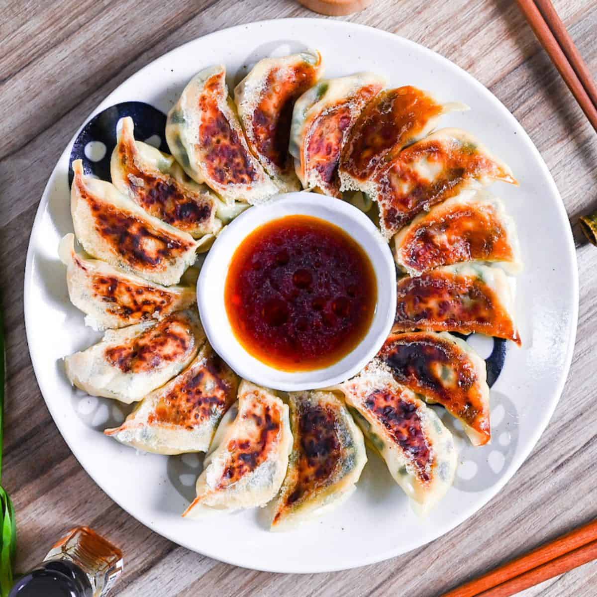 Vegetarian Pan-Seared Mushroom and Tofu Gyoza
