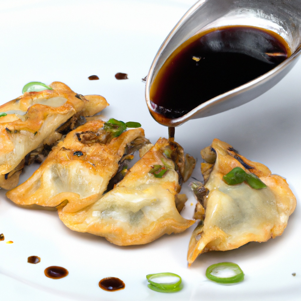 Deep-Fried Chicken Gyoza with Spicy Sesame Dipping Sauce