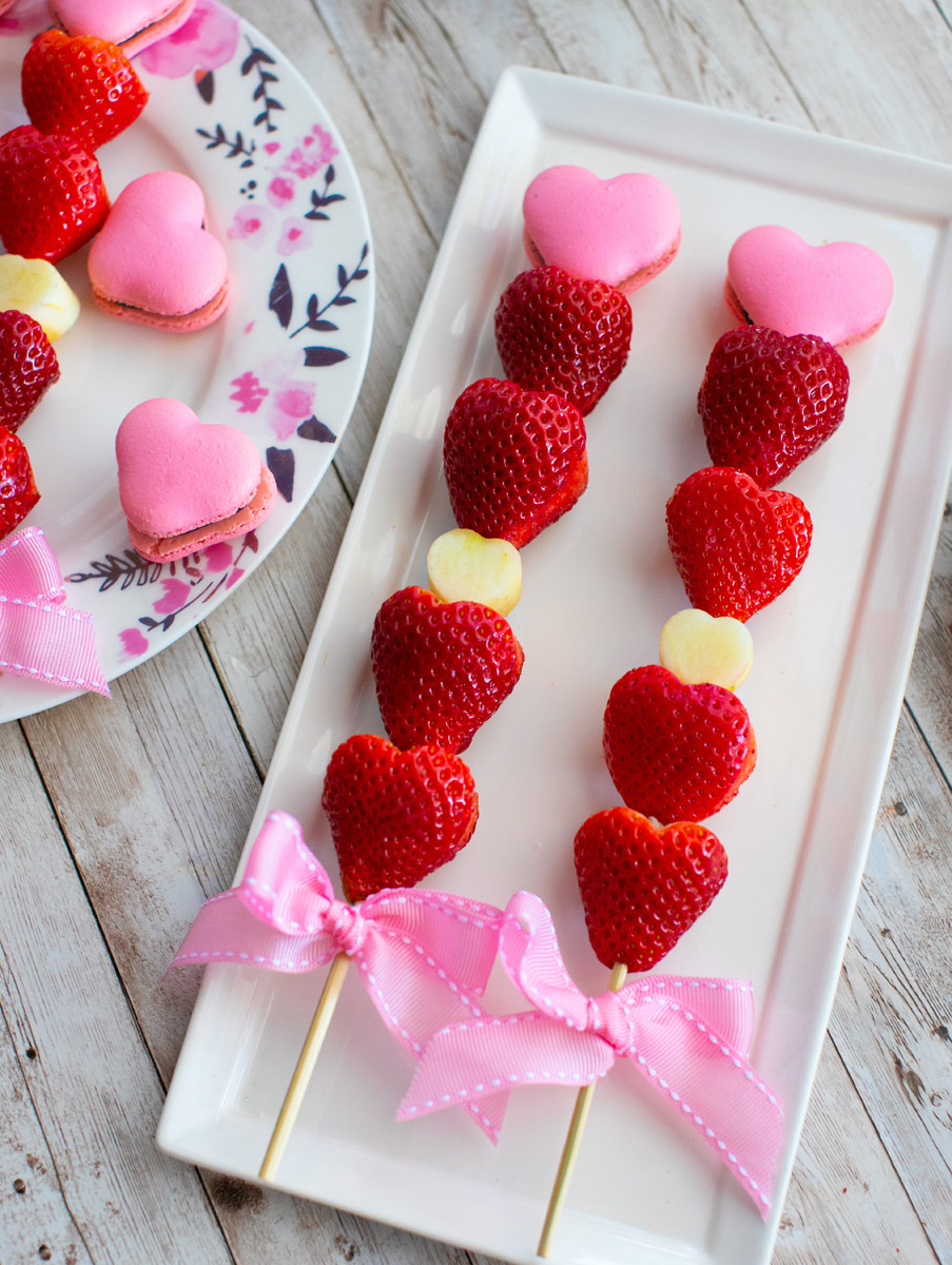 Chocolate-Dipped Strawberry Heart Skewers