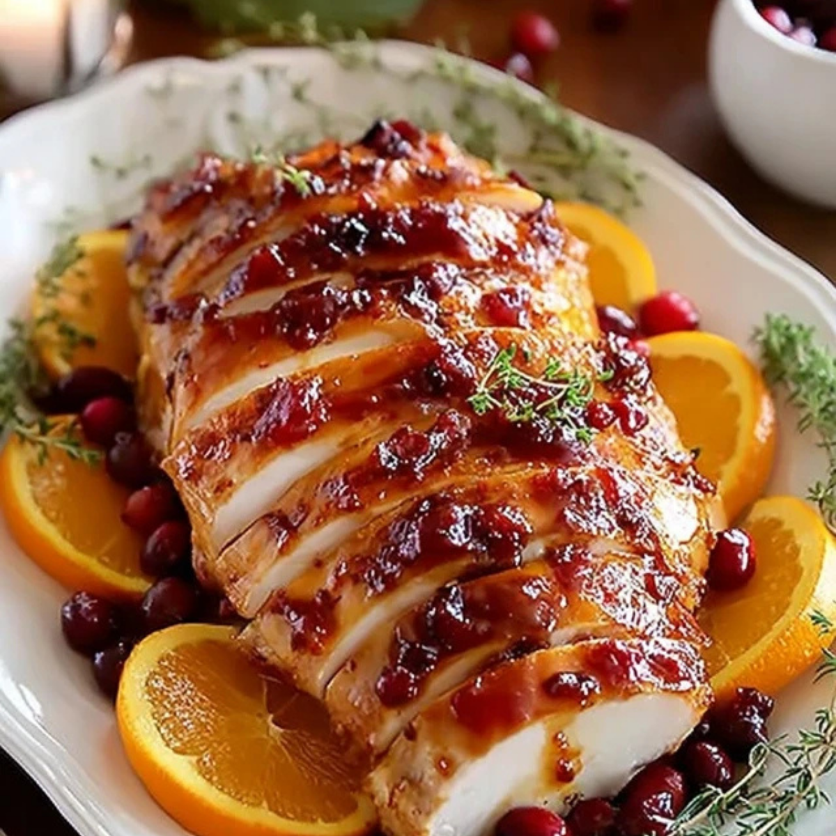 Baked Cranberry and Sage Turkey Breast for Thanksgiving