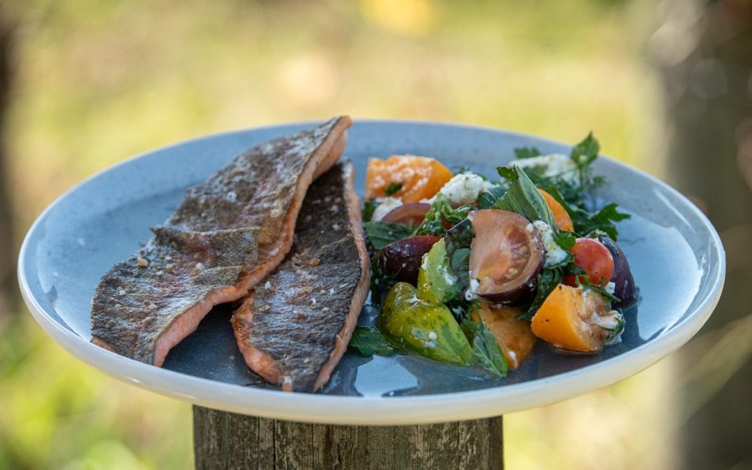 Spiced Trout with Cherry Tomato and Dill Salad