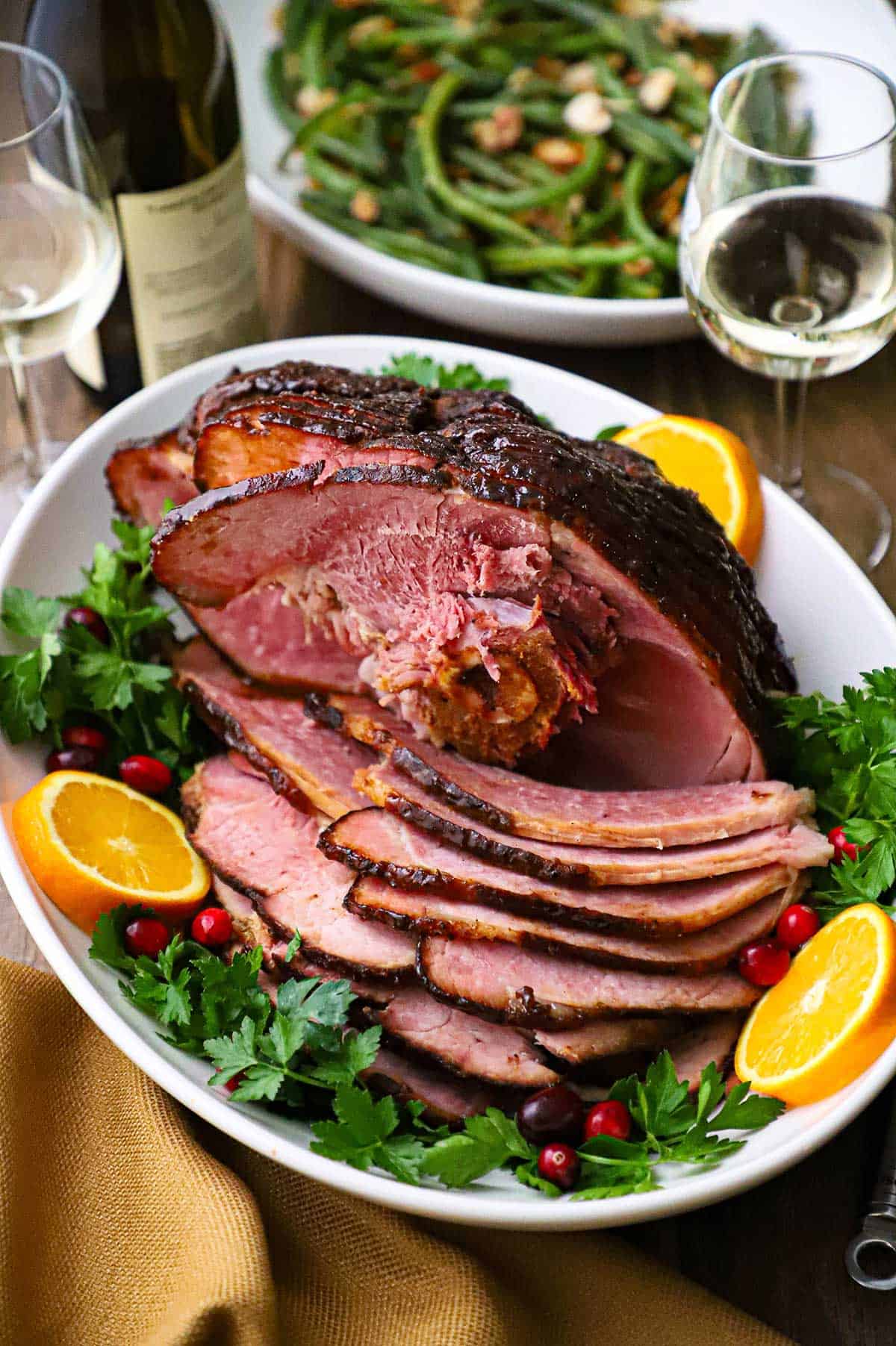 Honey-Mustard Glazed Smoked Ham with Whole Clove Studs