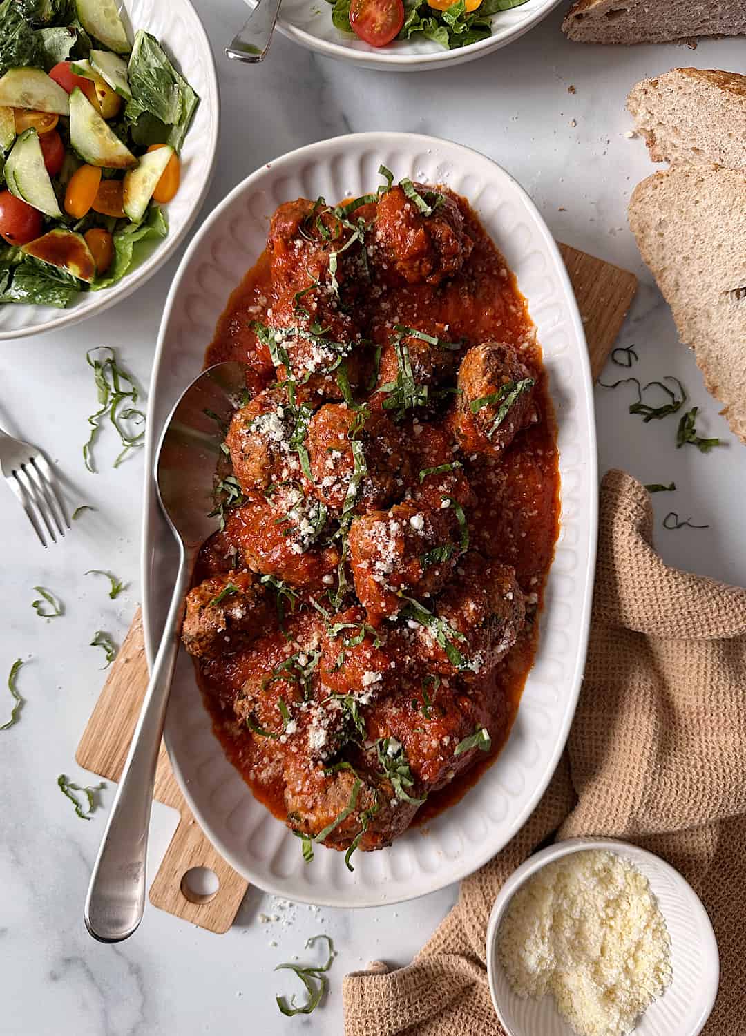 Baked Italian Meatballs with Parmesan and Basil