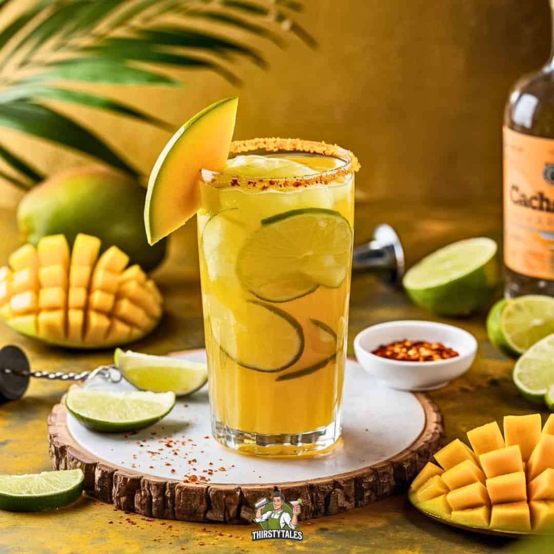 Coconut and Mango Caipirinha Cocktail