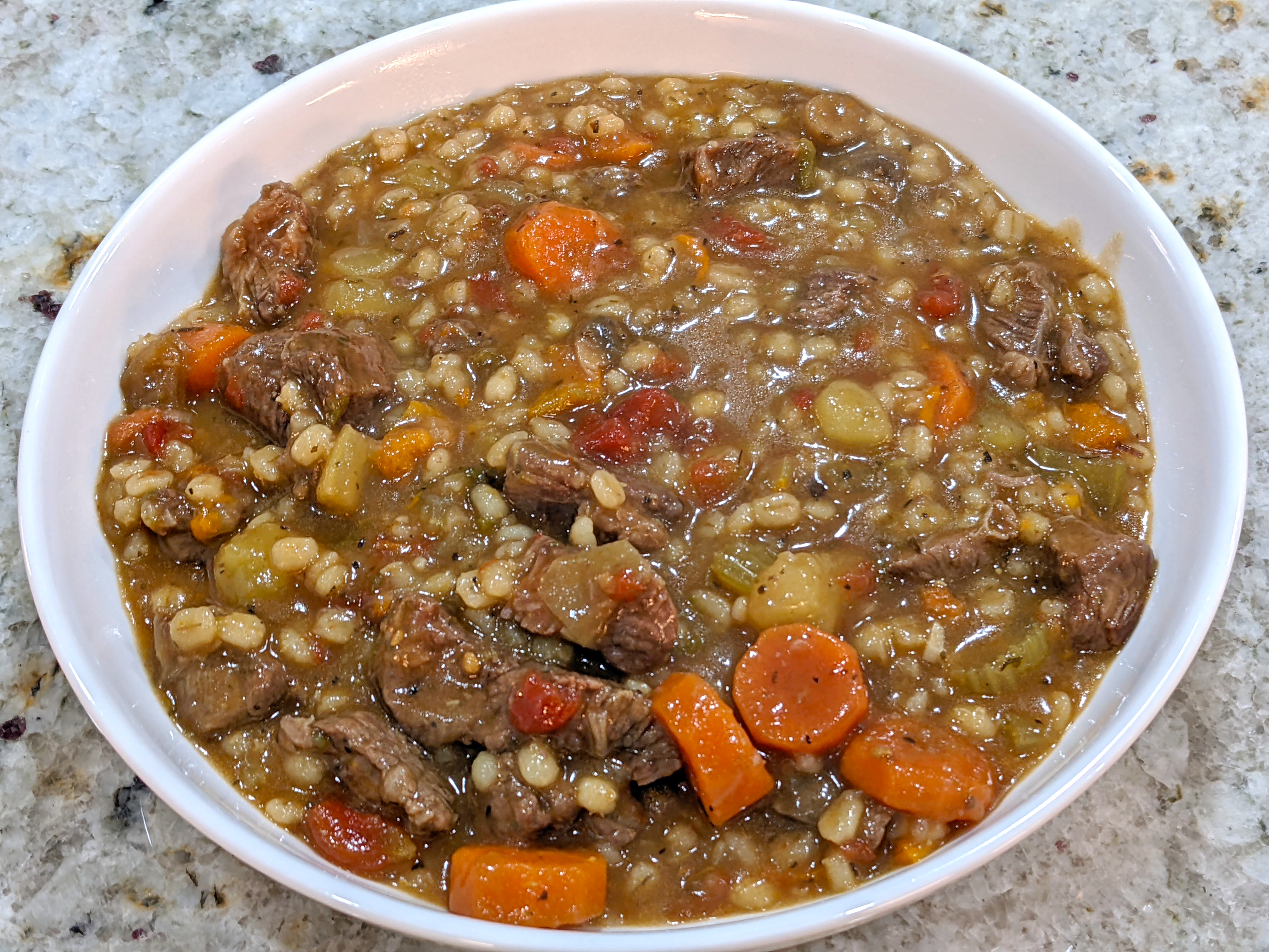 Stir-Fried Beef with Barley and Vegetable Medley