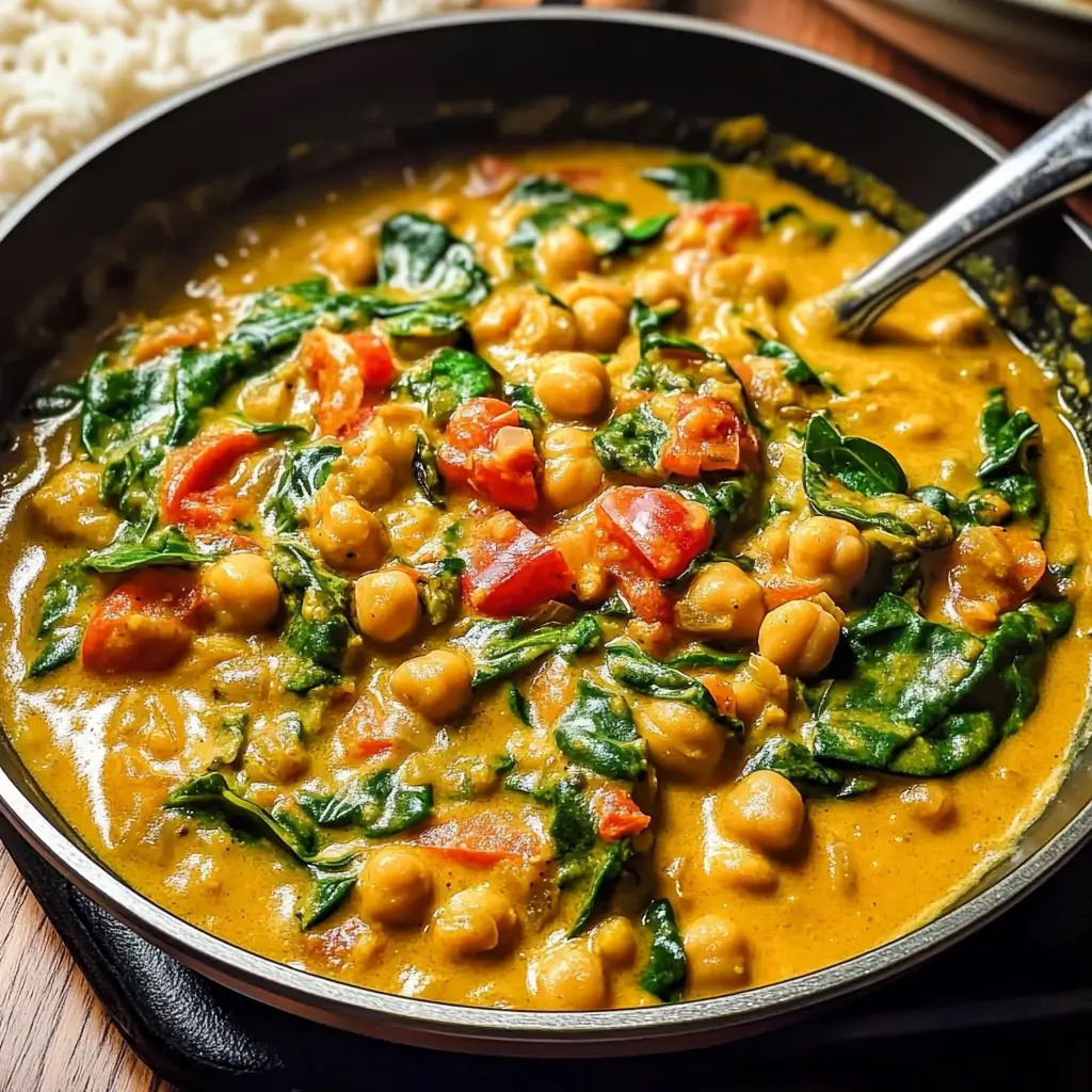 Stovetop Chickpea and Spinach Curry with Coconut Milk