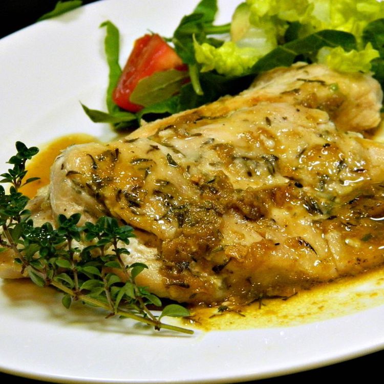 Pan-Seared Chicken with Mustard Thyme Sauce
