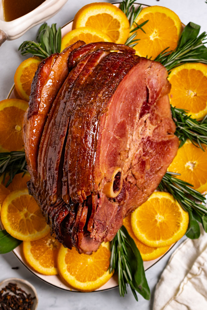Baked Honey-Glazed Ham with Clove and Orange Zest