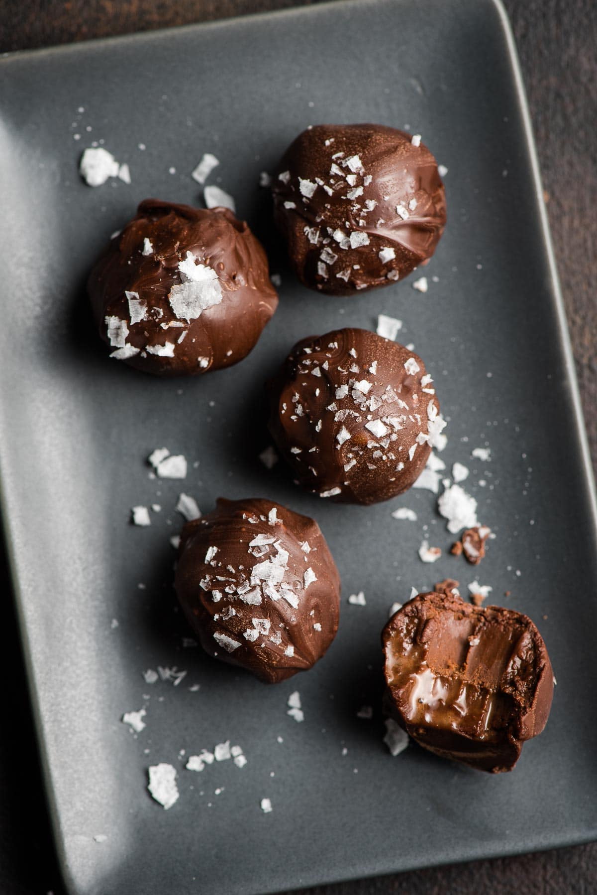 Homemade Chocolate Artisanal Truffles with Sea Salt