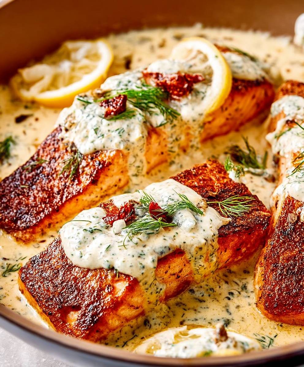 Pan-Seared Irish Salmon with Dill and Mustard Sauce