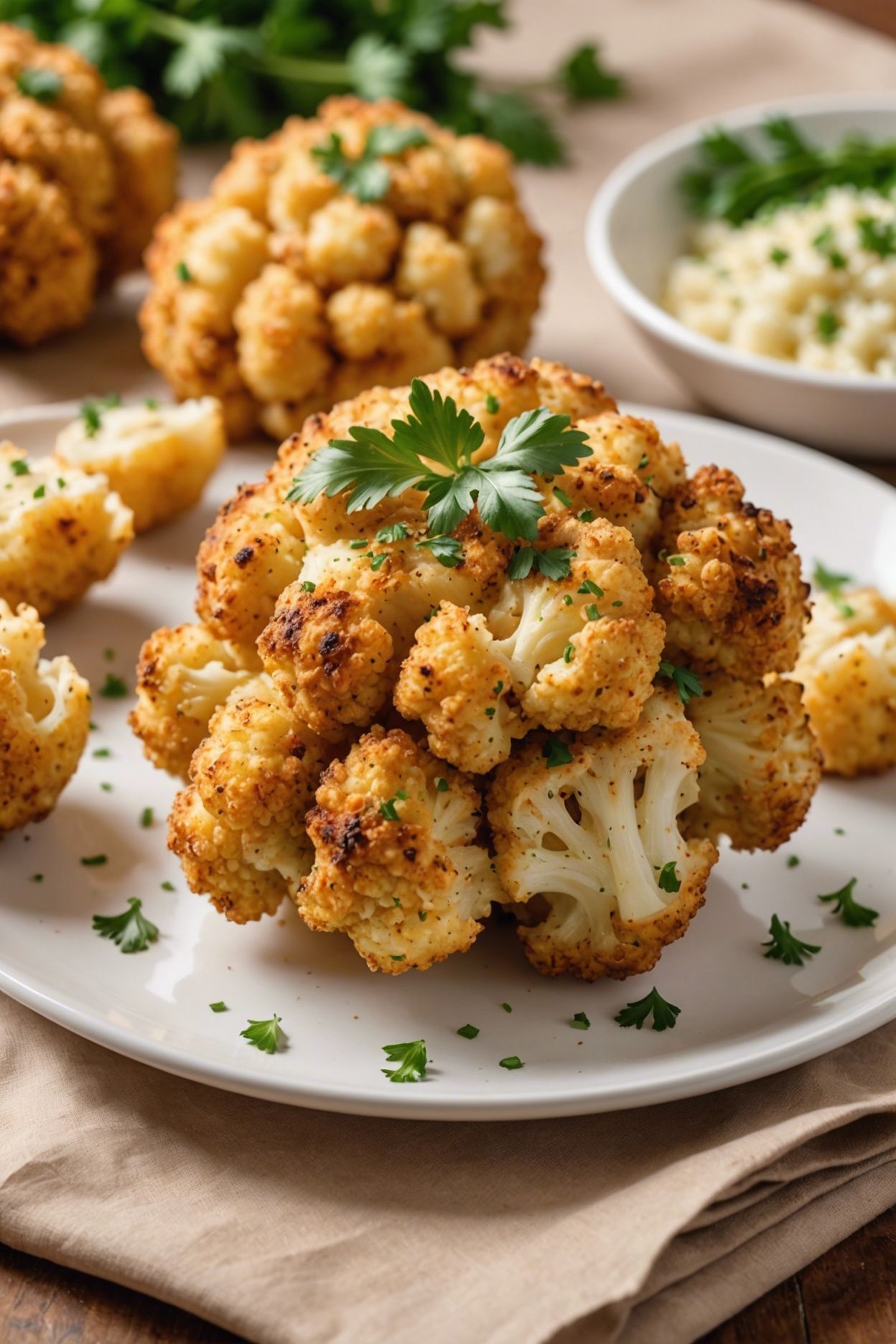 Spiced Cauliflower Bites with Avocado Cilantro Dip