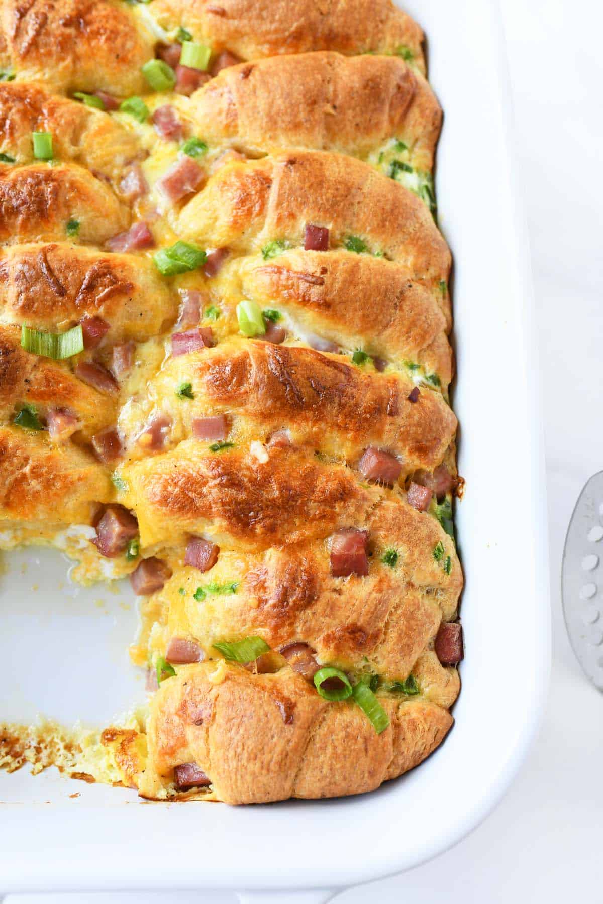 Crescent Roll Ham and Cheese Breakfast Casserole
