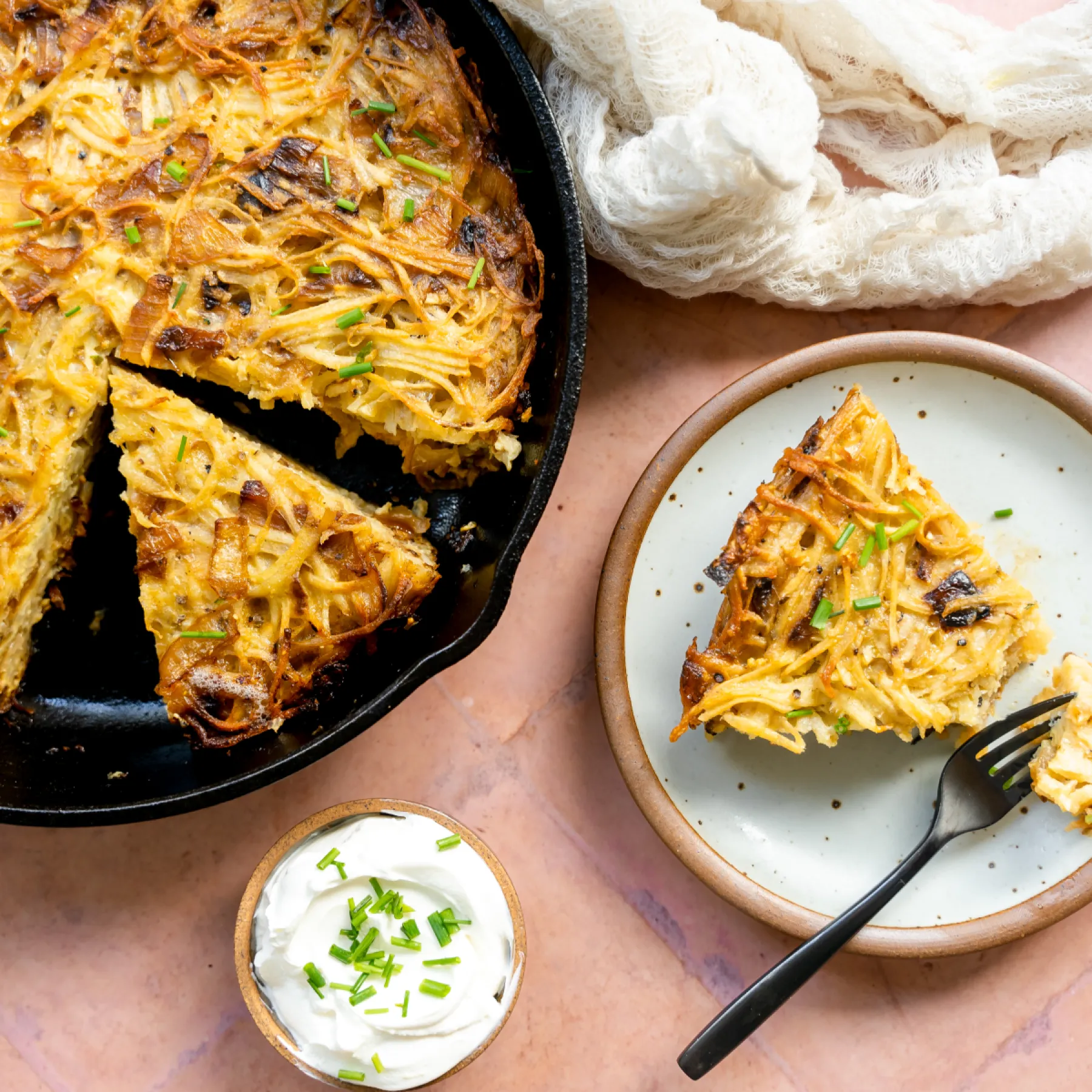 Cast Iron Potato Kugel with Caramelized Onions