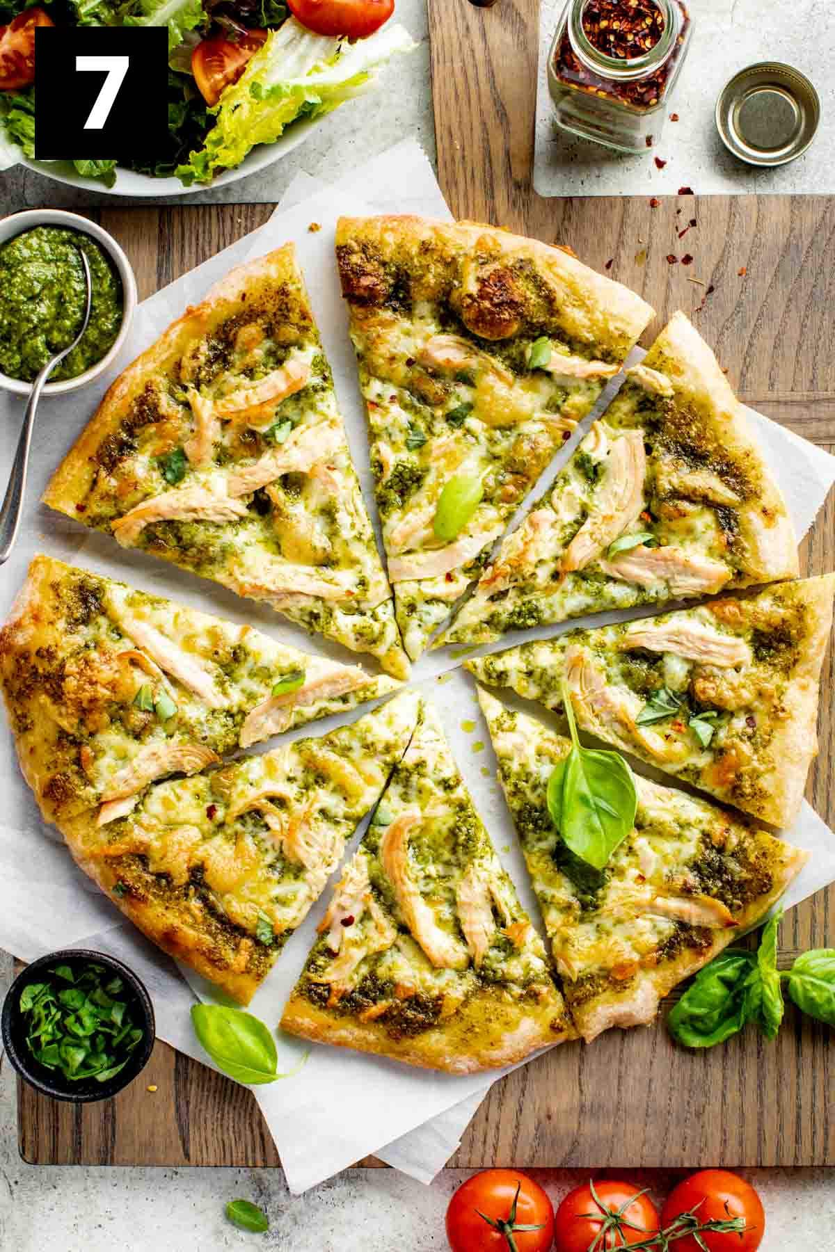 Grilled Chicken Pesto Pizza with Sun-Dried Tomatoes