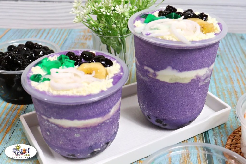 Sweetened Shaved Ice Halo-Halo with Ube and Leche Flan