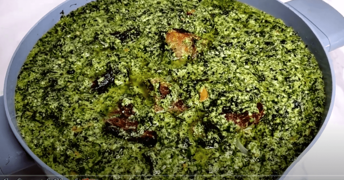 Spicy Cameroonian Ndolé with Shrimp and Bitterleaf