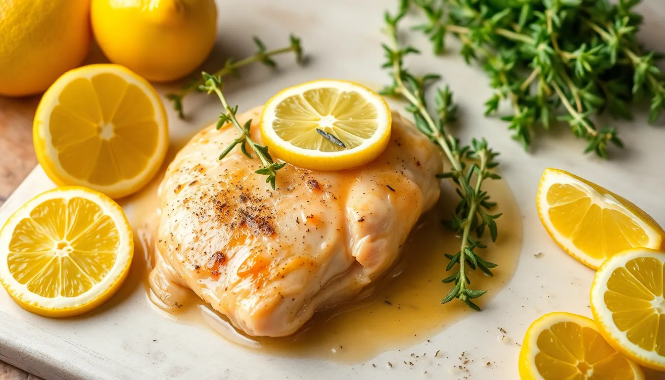 Low-Temperature Poached Chicken with Lemon and Thyme
