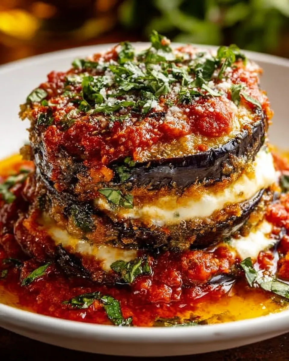 Baked Eggplant Parmigiana with Mozzarella and Basil
