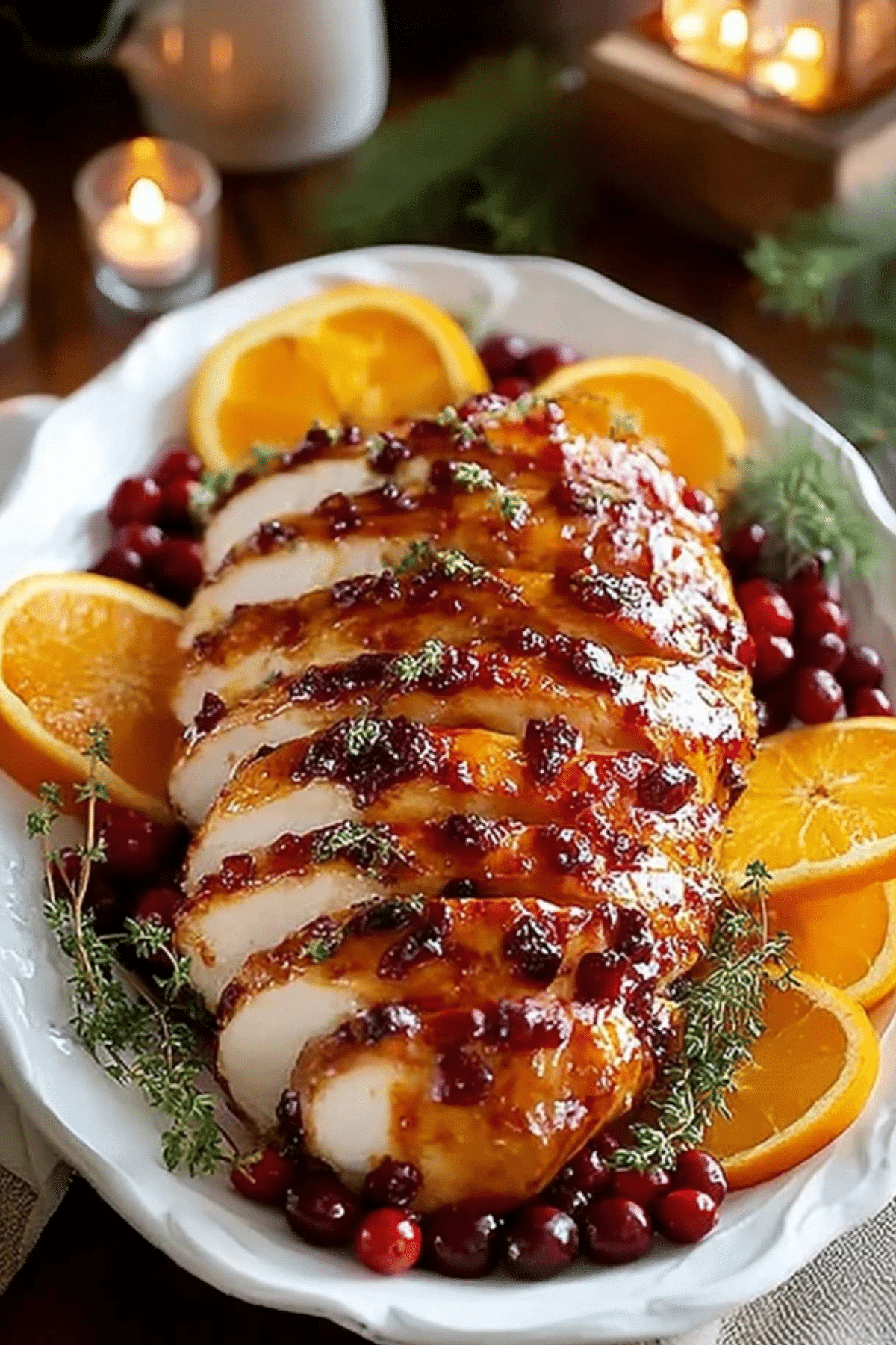 Maple-Glazed Turkey Breast with Cranberry Sage Sauce