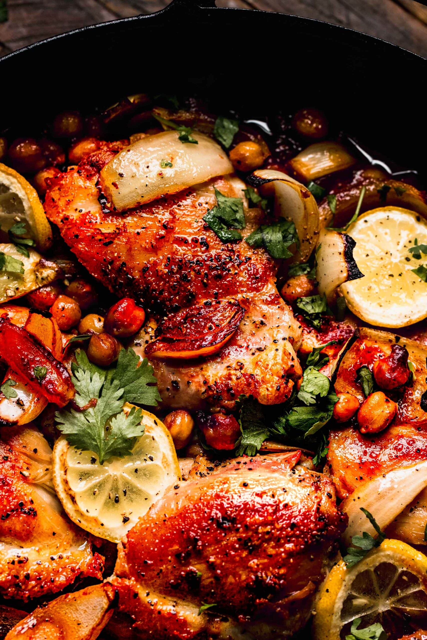 Instant Pot Harissa Chicken with Chickpeas and Tomatoes