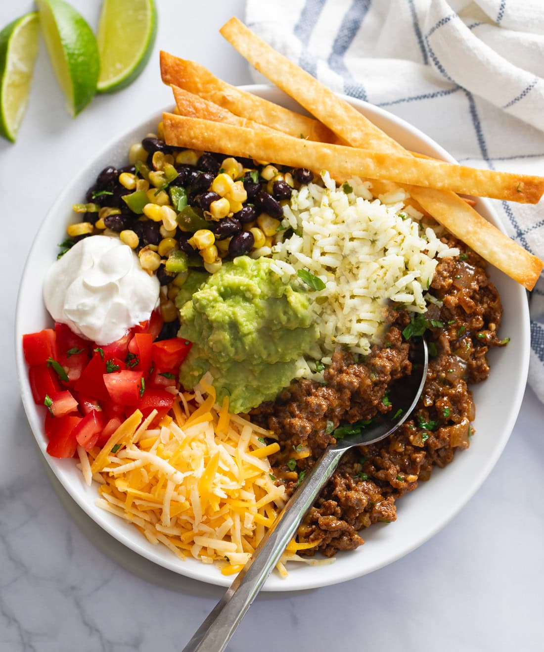 Taco-Seasoned Beef and Black Bean Burrito Bowls