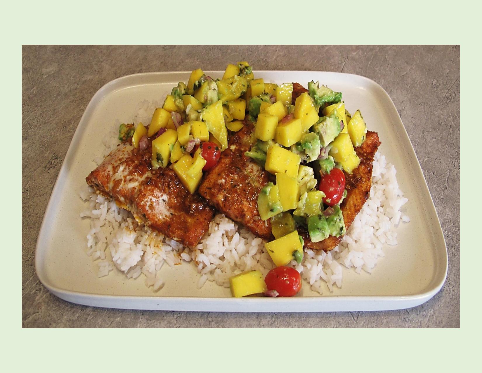 Honey-Lime Glazed Salmon with Mango Avocado Salsa