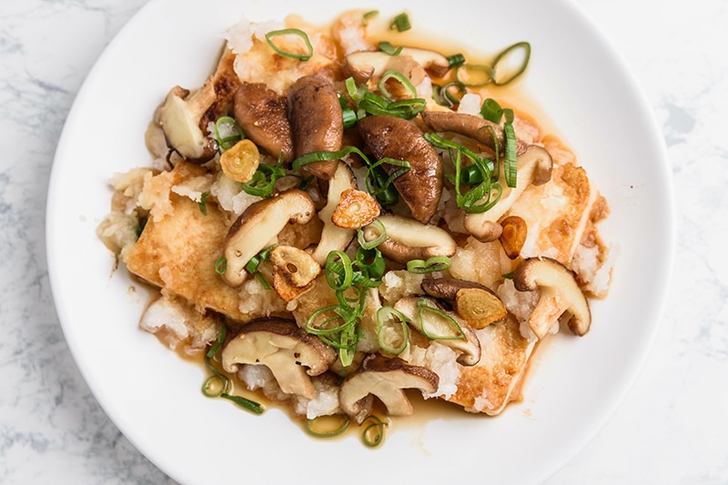 Stir-Fried Tofu with Napa Cabbage and Shiitake Mushrooms