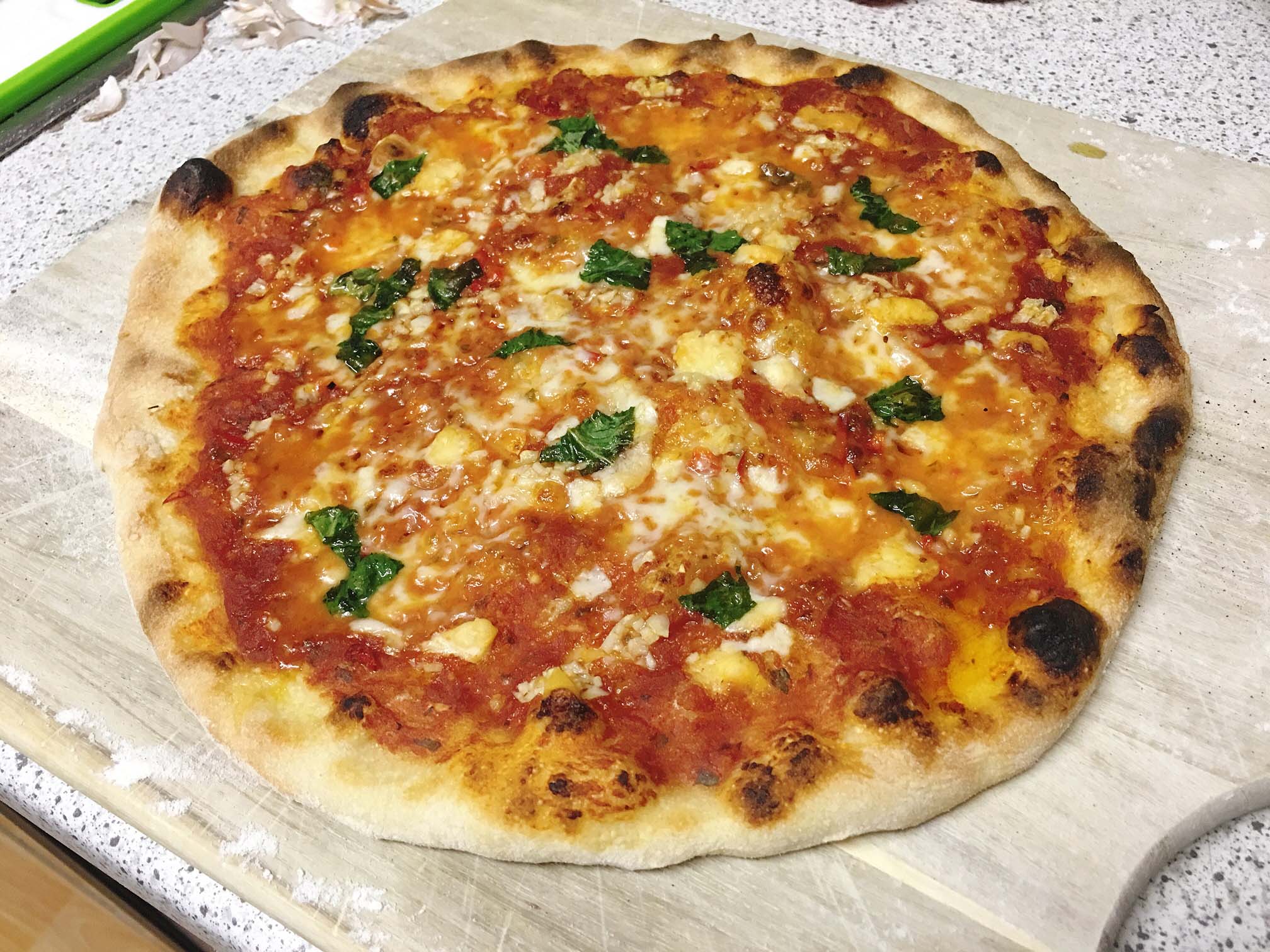 Neapolitan-Style Margherita Pizza with Homemade Basil Pesto