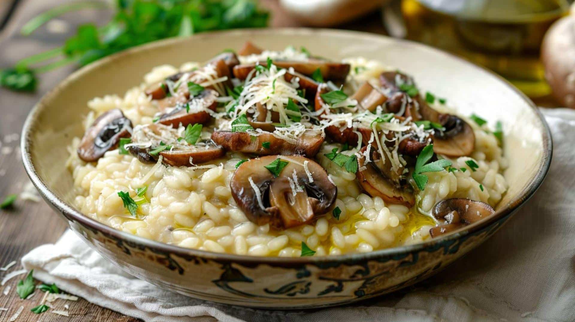 One-Pot Mushroom and Pea Risotto with Parmesan