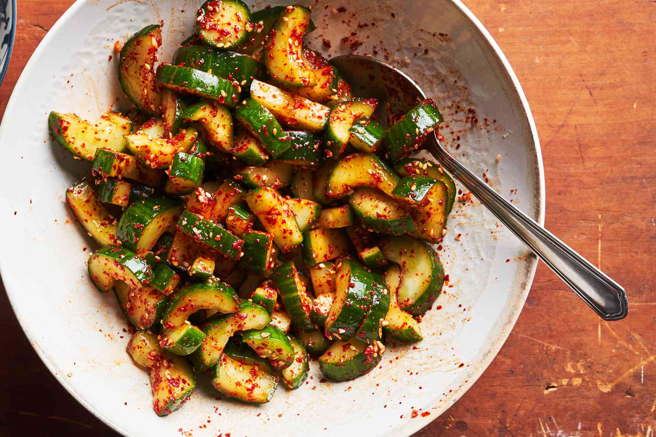 Pickled Korean Cucumber Salad with Sesame and Chili Flakes