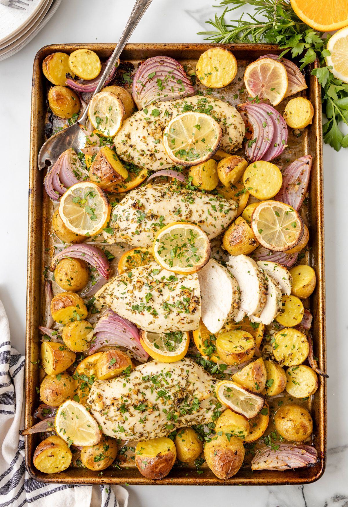 Sheet Pan Citrus-Herb Roasted Chicken with Potatoes